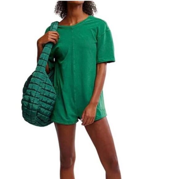 🆕 FP MOVEMENT Hot Shot Tee Romper / Heritage Green SZ S NWOT - Picture 2 of 6